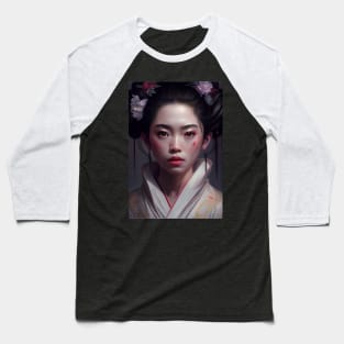 Japanese Geisha In Digital Art. Gift Idea For Japan Fans 3 Baseball T-Shirt